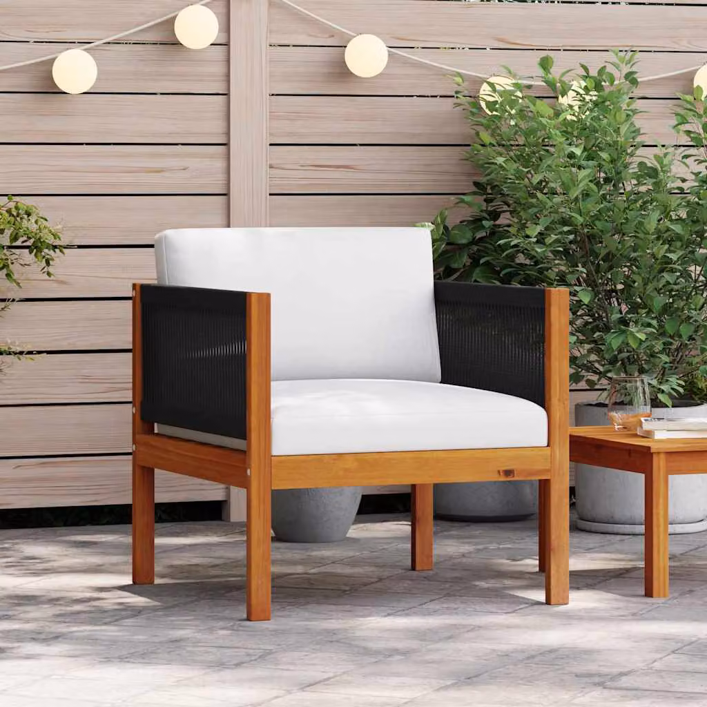 Sedia da giardino vidaXL in legno di acacia oliato con cuscini e braccioli