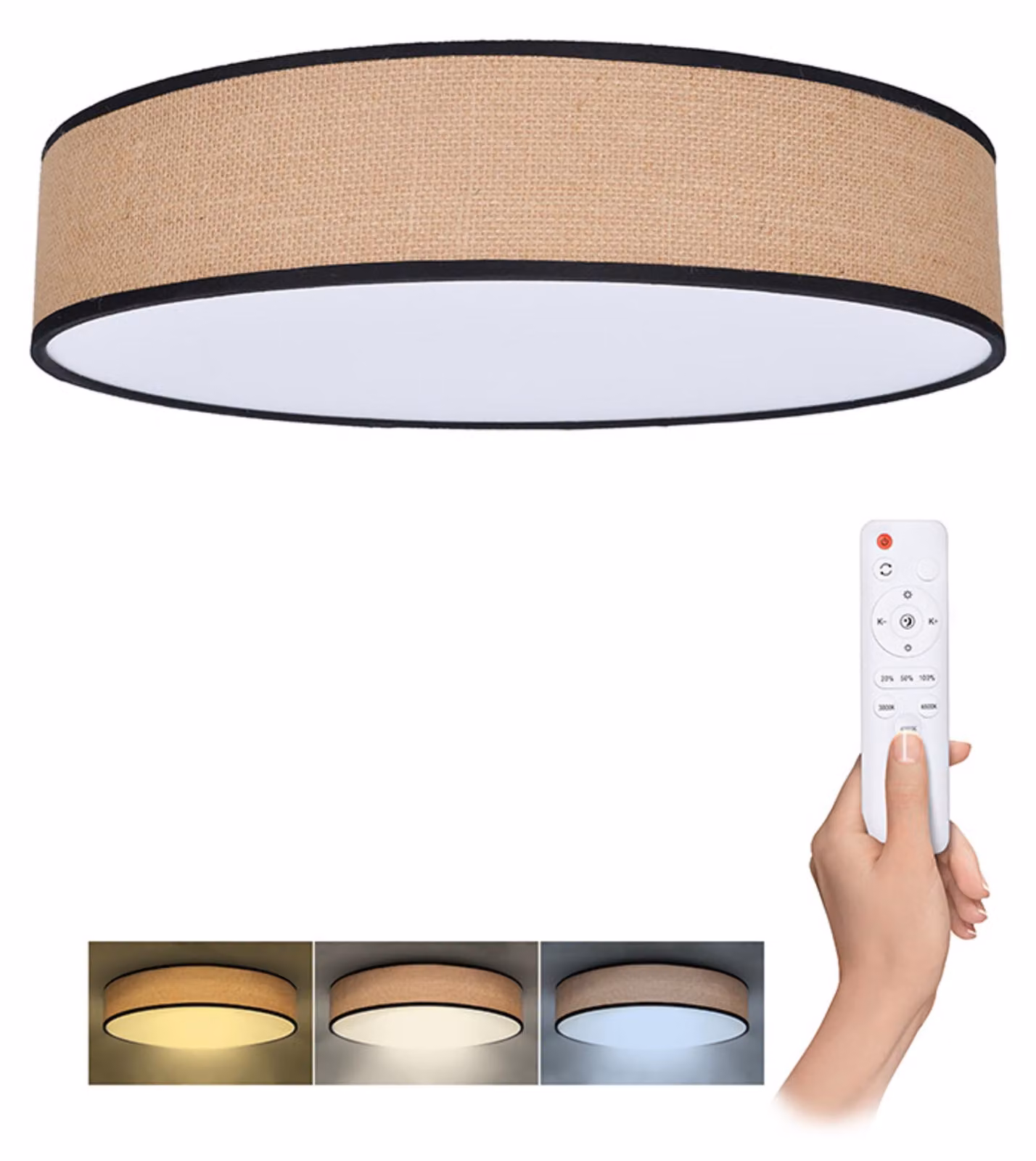 Plafoniera LED Solight WO8004 Brownie 60 W 4200 lm 3000-6000 K rattan con telecomando