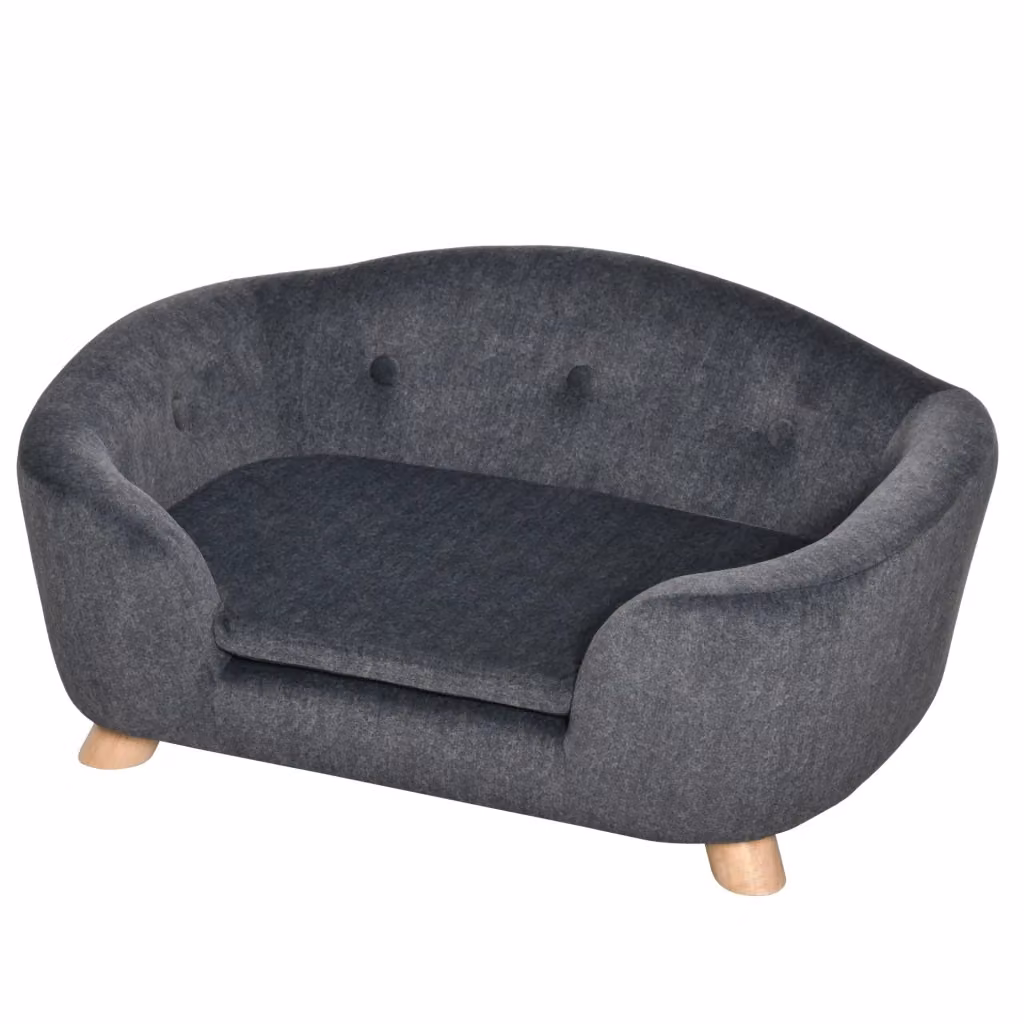 Cuccia per cani piccola taglia Xylo con cuscino in tessuto grigio antracite e struttura in legno di pino L/P/H: 70 x 47 x 30 cm – 2