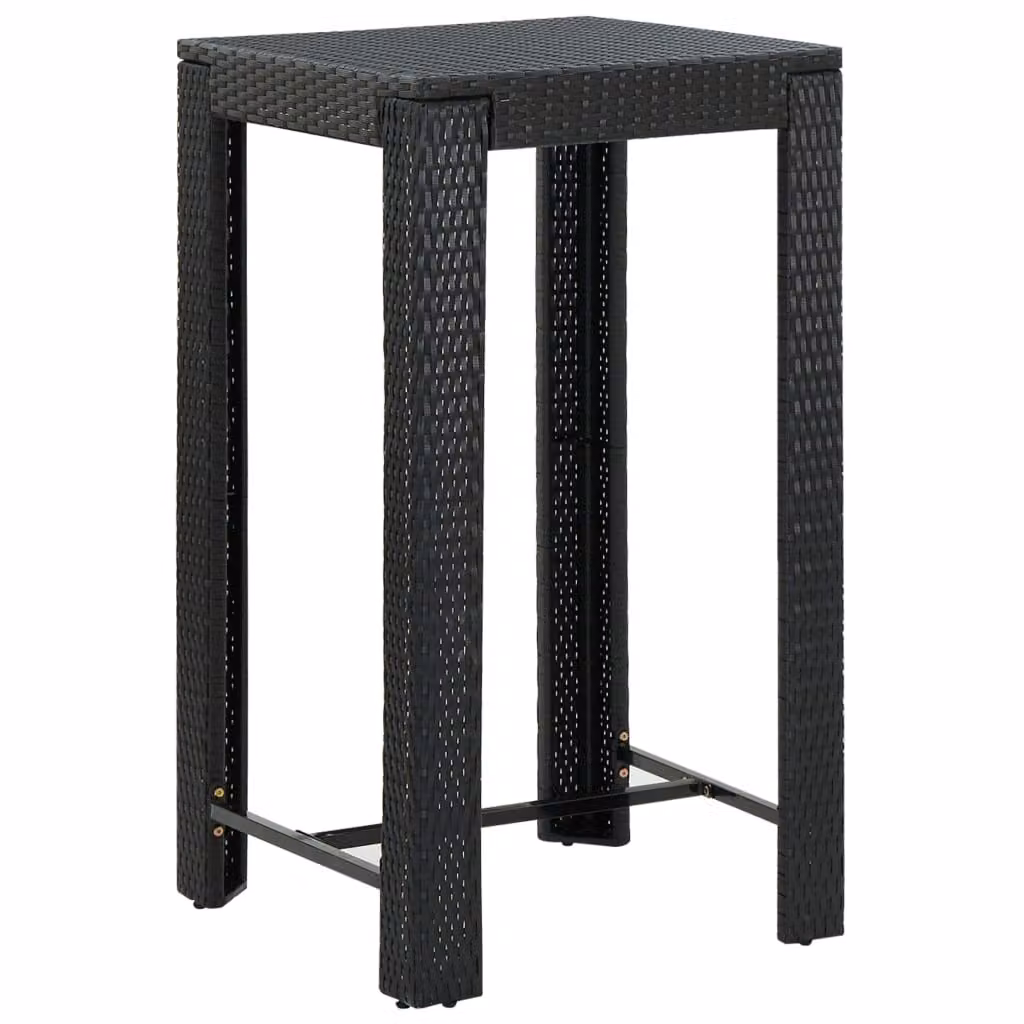 Tavolo bar da giardino nero 60,5x60,5x110,5 cm in poly rattan