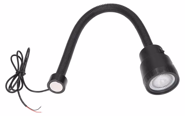 Lampada da lavoro a LED con base magnetica, flessibile grazie al collo a "cigno" e dotata di magnete