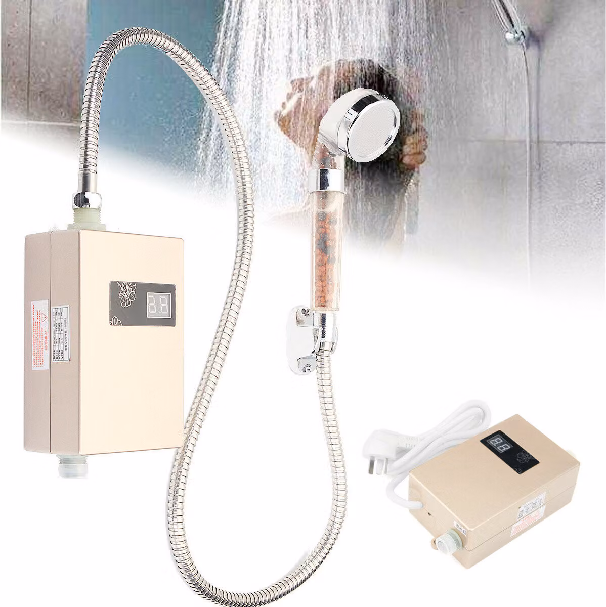 3000W Mini elettrico istantaneo acqua calda riscaldatore doccia LCD bagno cucina display