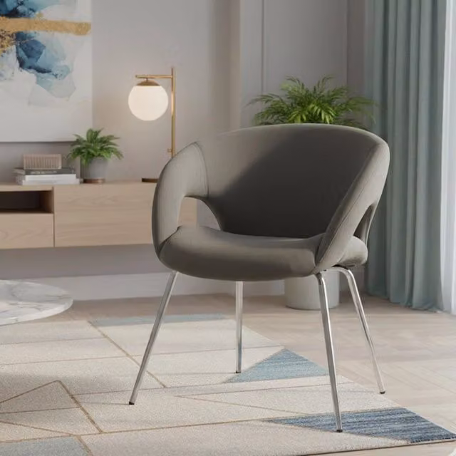 Sedia da ufficio Arturo DMORA con braccioli, seduta ergonomica in tessuto grigio, L: 58 cm, H: 72 cm