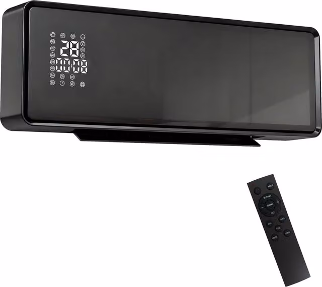 Stufa in ceramica a parete HOMCOM da 2000W con telecomando, timer e 3 modalità, colore nero