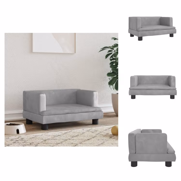 vidaXL Letto per cani grigio chiaro 60x40x30 cm in velluto - Letti per cani