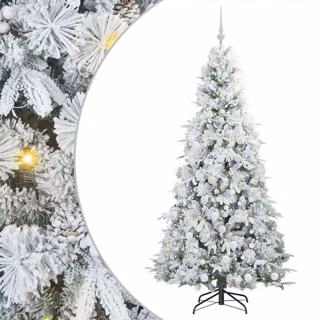 Albero di Natale artificiale moderno vidaXL bianco con luci LED warm white, Altezza: 180 cm