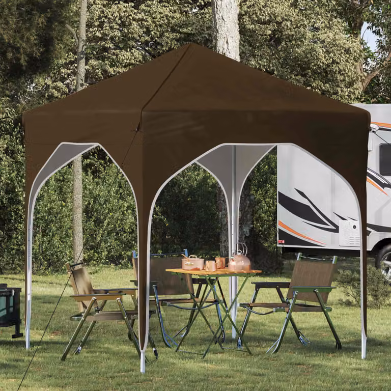vidaXL Tenda per feste a pop-up in poliestere, Tortora, L/P/H: 194 x 194 x 245 cm