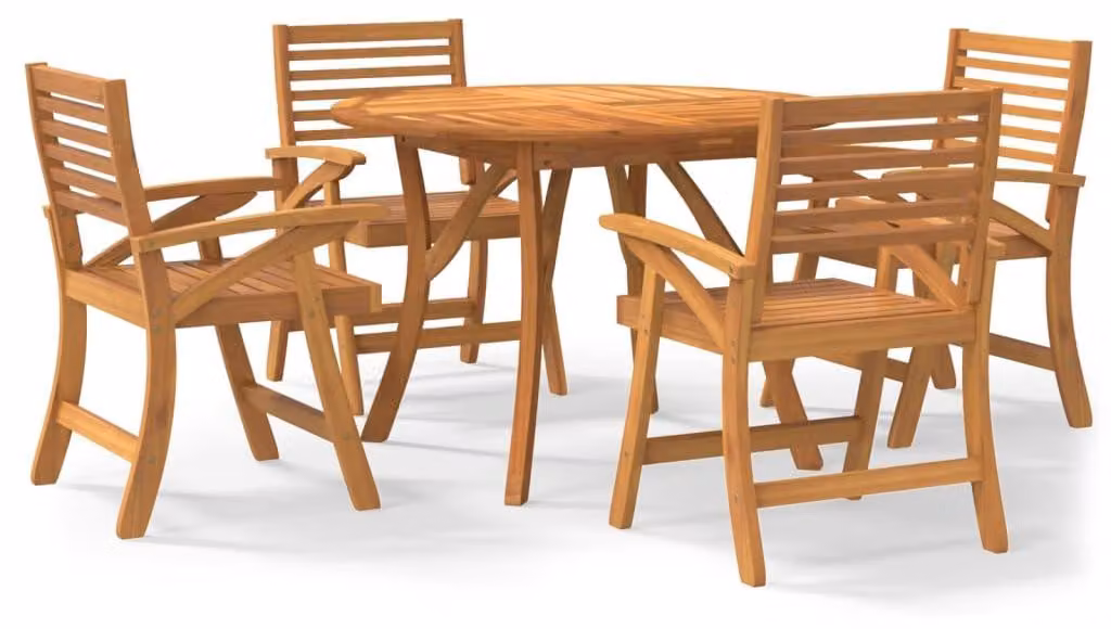 set da pranzo da giardino 5 pezzi in legno massiccio di acacia