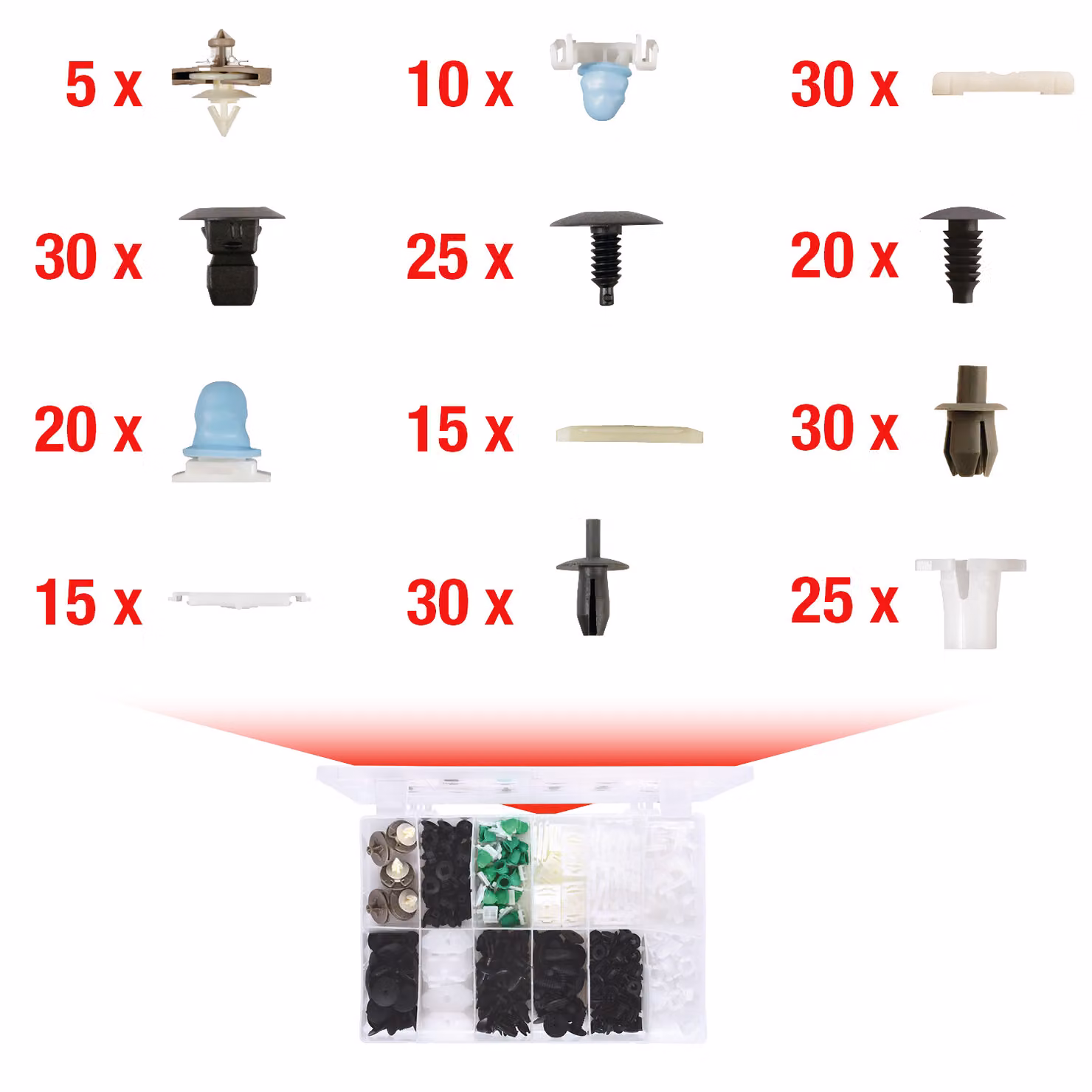 KS TOOLS Set di clip di fissaggio per Volkswagen 255 pezzi - 420.0850