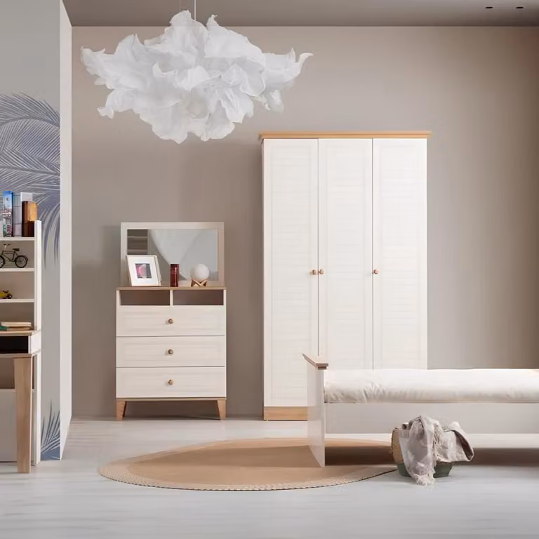 Beige Schlafzimmer Garnitur Designer Kleiderschrank Schminktisch