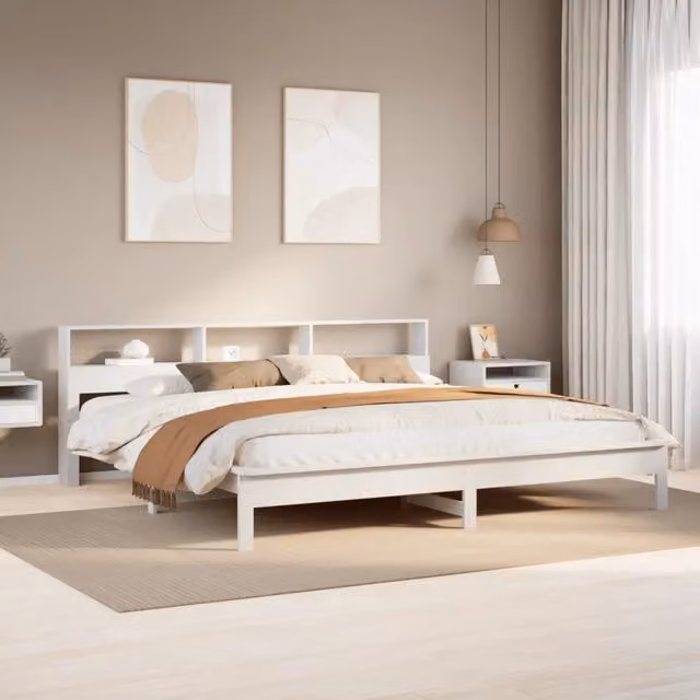 Letto in legno massello di pino bianco vidaXL L/P/H: 192 x 180 x 220,5 cm