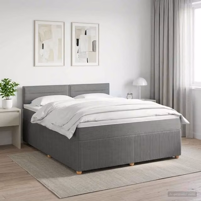 Letto box spring con materasso ibrido vidaXL Grigio Scuro L/P: 140 x 190 cm – 1