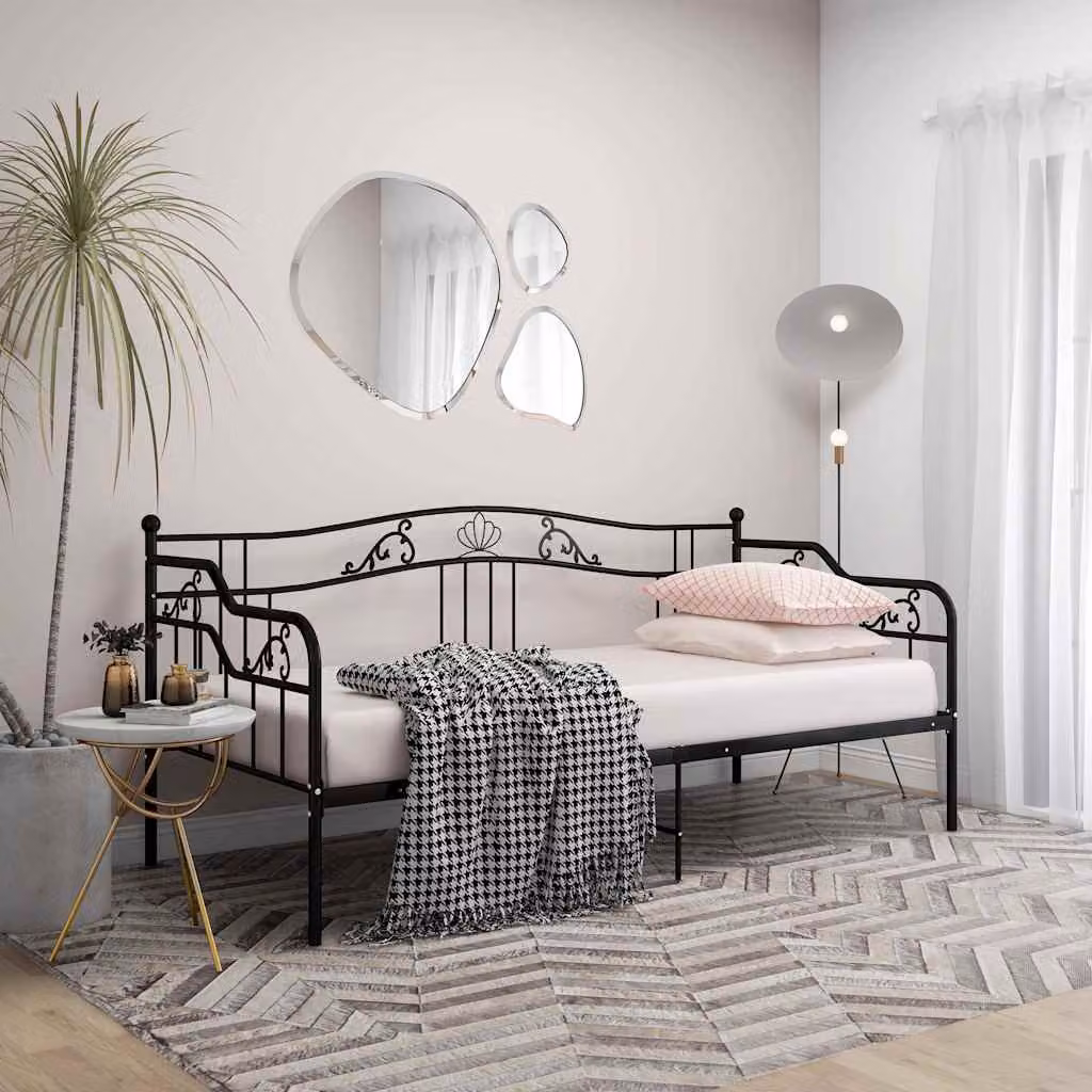 vidaXL Divano Letto Moderno con Telaio in Metallo e Rivestimento in Tessuto, L/P: 90 x 200 cm