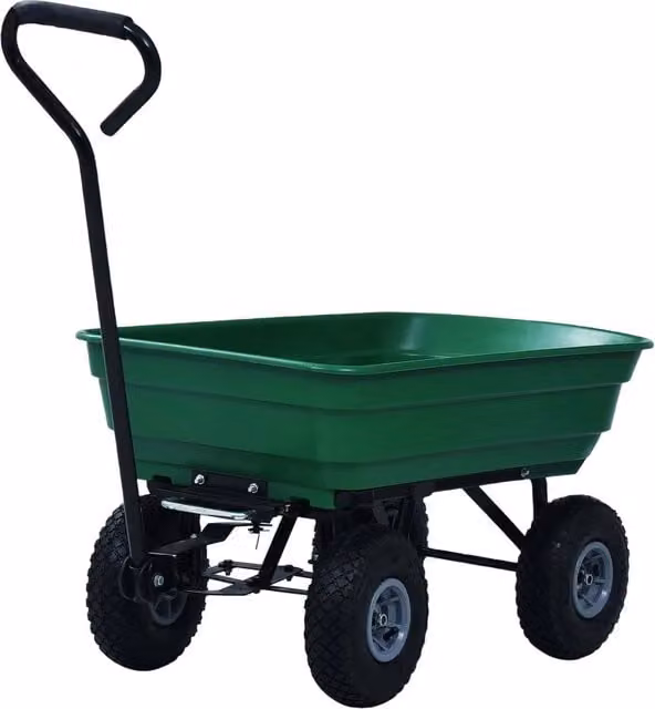 Carrello Manuale Ribaltabile da Giardino Verde CFW4462081 con Capacità 75 L e Portata 300 kg