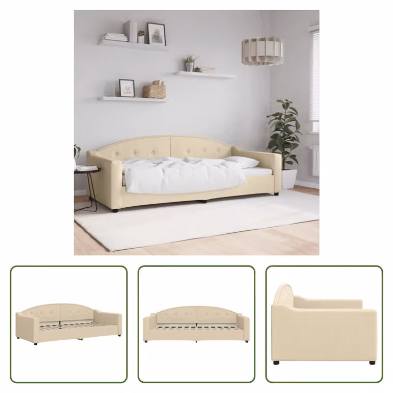 The Living Store Daybed Crema 90x200 cm Tessuto