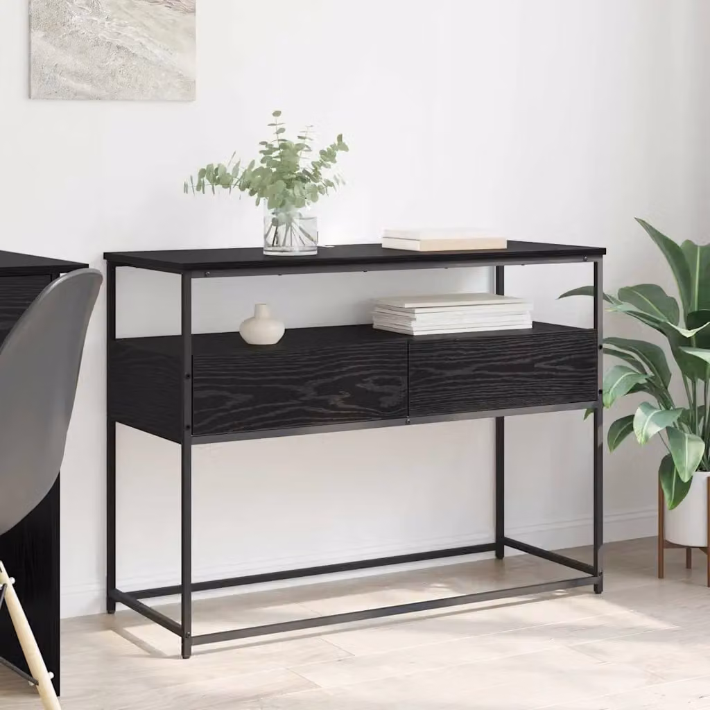 vidaXL Tavolo consolle in stile industriale color rovere e nero, L/P/H: 100 x 40 x 75 cm