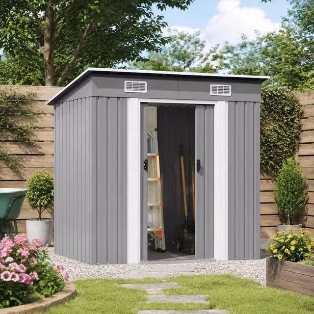 Garden Shed, Grey Metal
