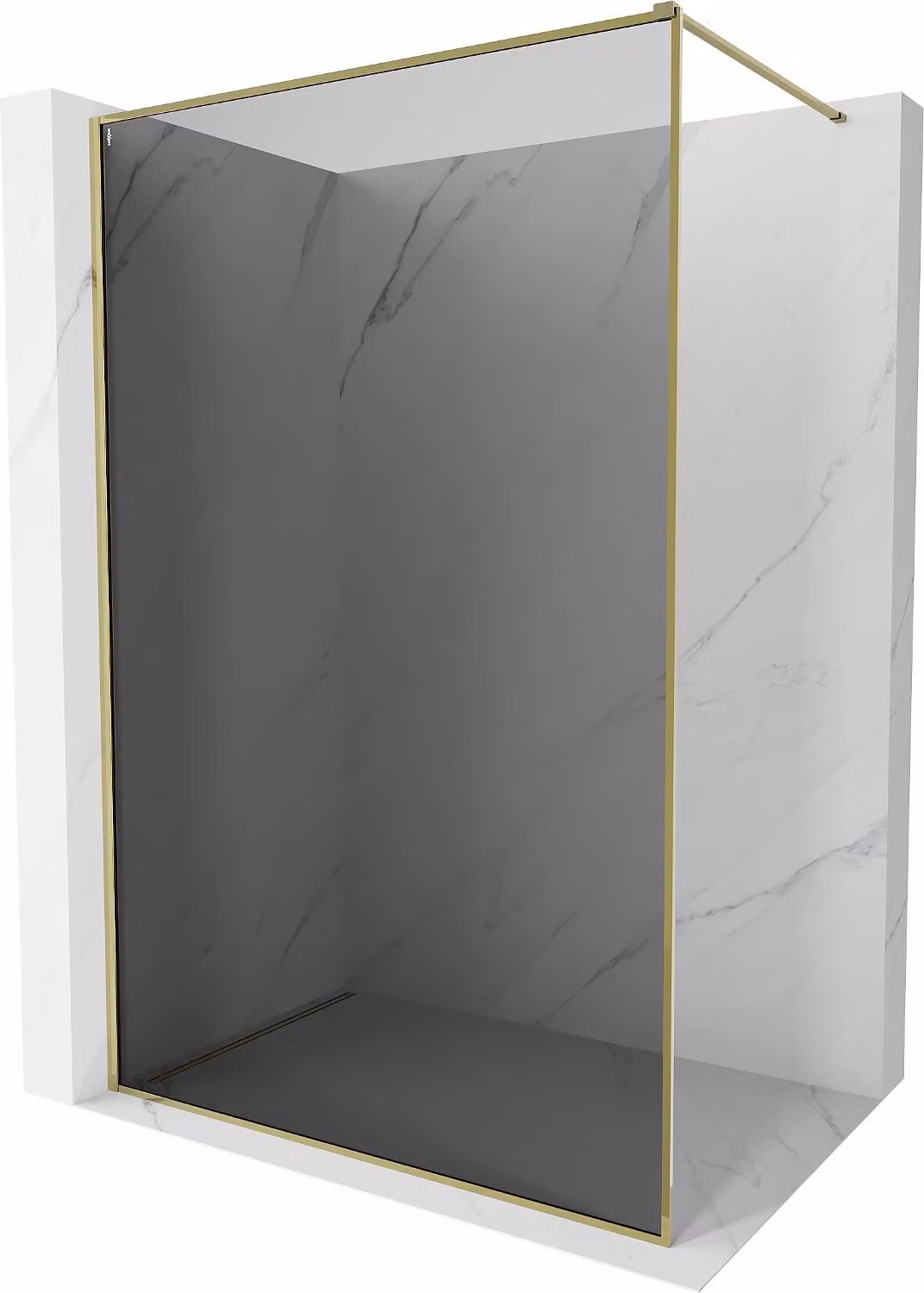 Mexen Kioto-XF parete doccia Walk-in con cornice 60 x 202 cm, grafite 10 mm, dorato - 800-060-104-50-40-X