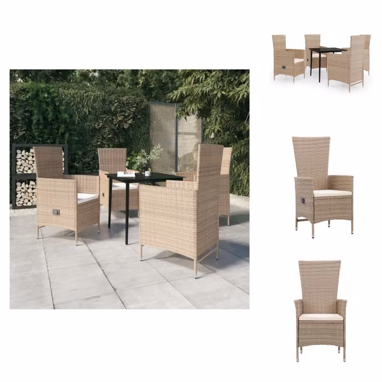 vidaXL Set da pranzo da giardino 5 pezzi con cuscini Beige - Set di mobili da giardino