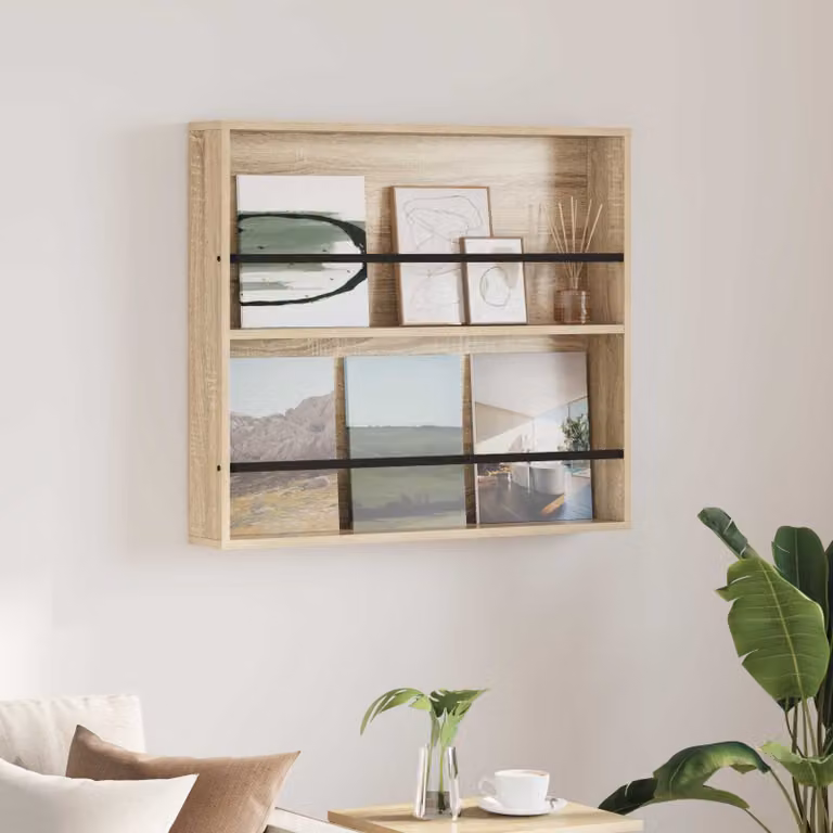 Scaffale da parete moderno vidaXL in MDF marrone con ripiani regolabili L: 80 cm, P: 12 cm, H: 70 cm
