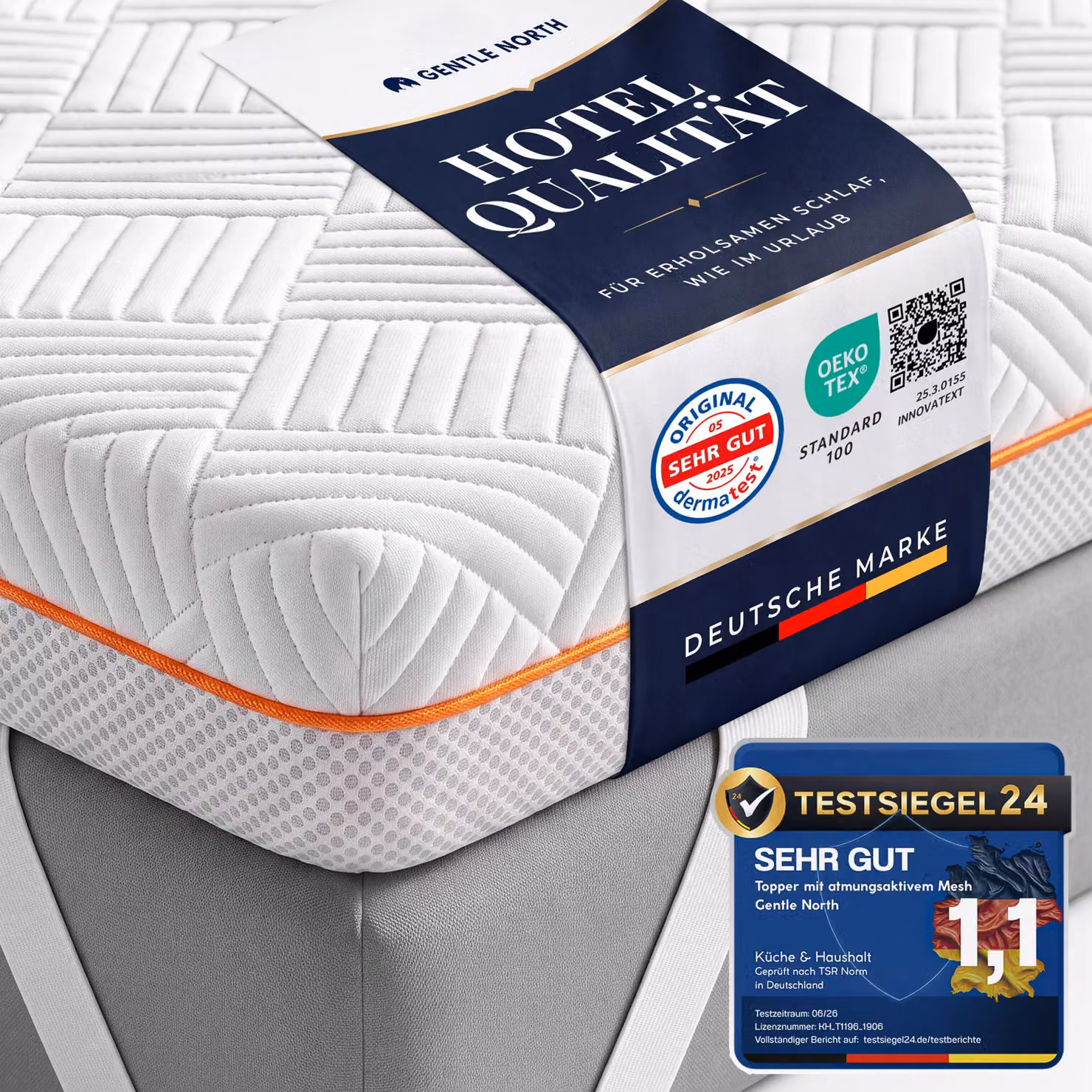 Topper di alta qualità 180x200 cm, altezza 7 cm - Topper per materasso H2/H3 con morbido strato in gel memory e strato di comfort di sostegno
