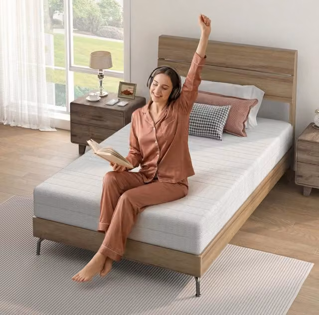 Materasso ergonomico in schiuma MODFU con rivestimento in tessuto traspirante e fodera rimovibile, bianco – 1