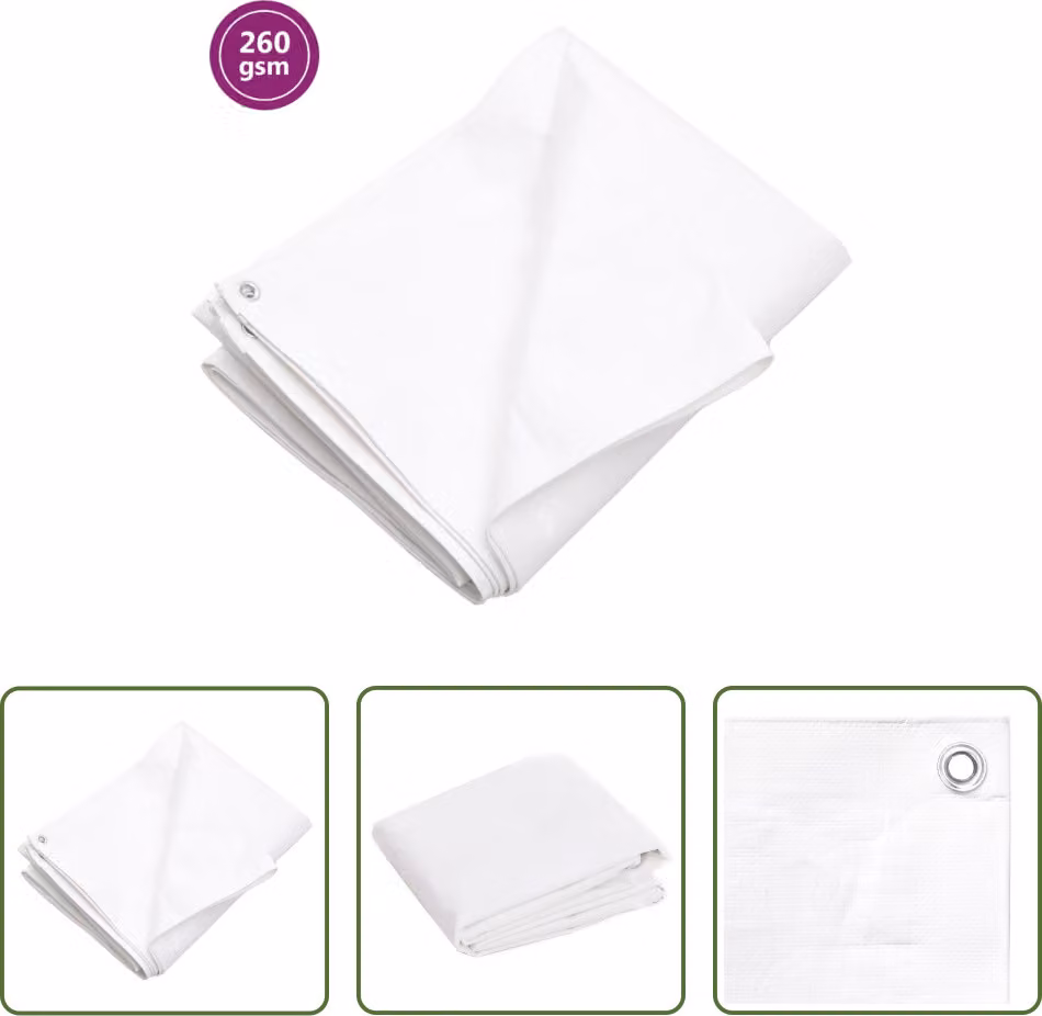 The Living Store Telone 260 g/m² 8x12 m Bianco HDPE