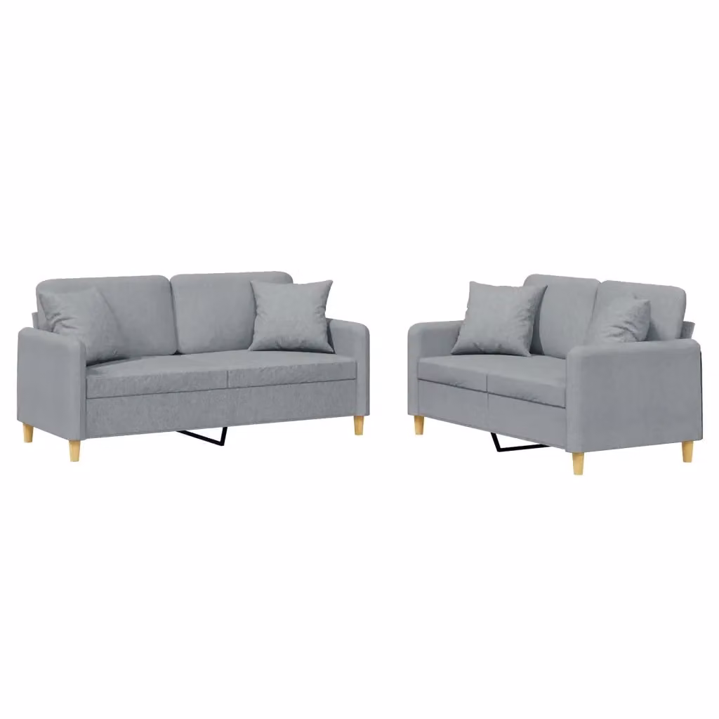 Set di 2 divani moderni vidaXL in tessuto grigio con cuscini inclusi – 2