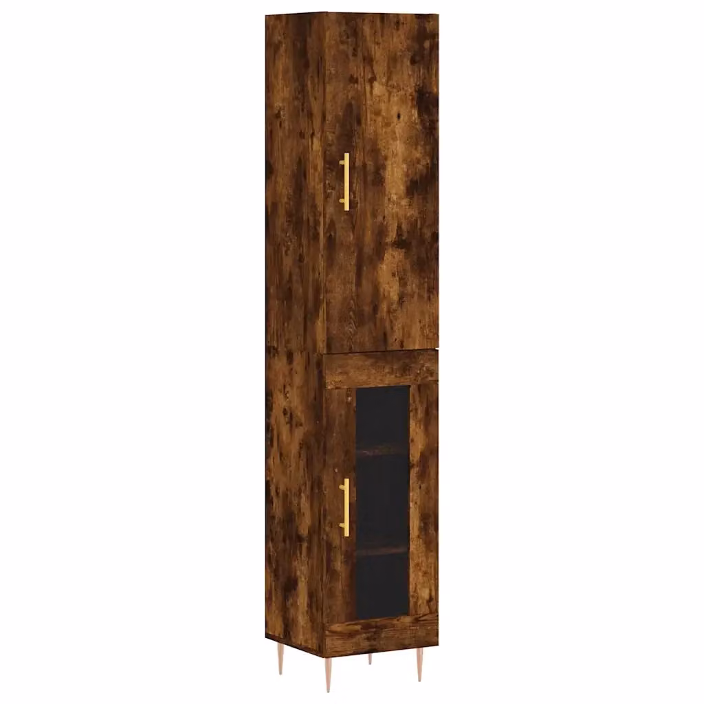 Credenza Buffet Armadio da Cucina Design Mania in Legno Rovere Fumo Marrone L/P/H: 34,5 x 34 x 180 cm – 2