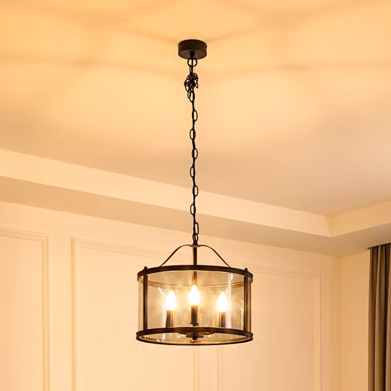 Lampada a sospensione Eryk Lucande, dimmerabile, Nero, Soggiorno / Sala da pranzo, Metallo, Industriale, Lampada a sospensione