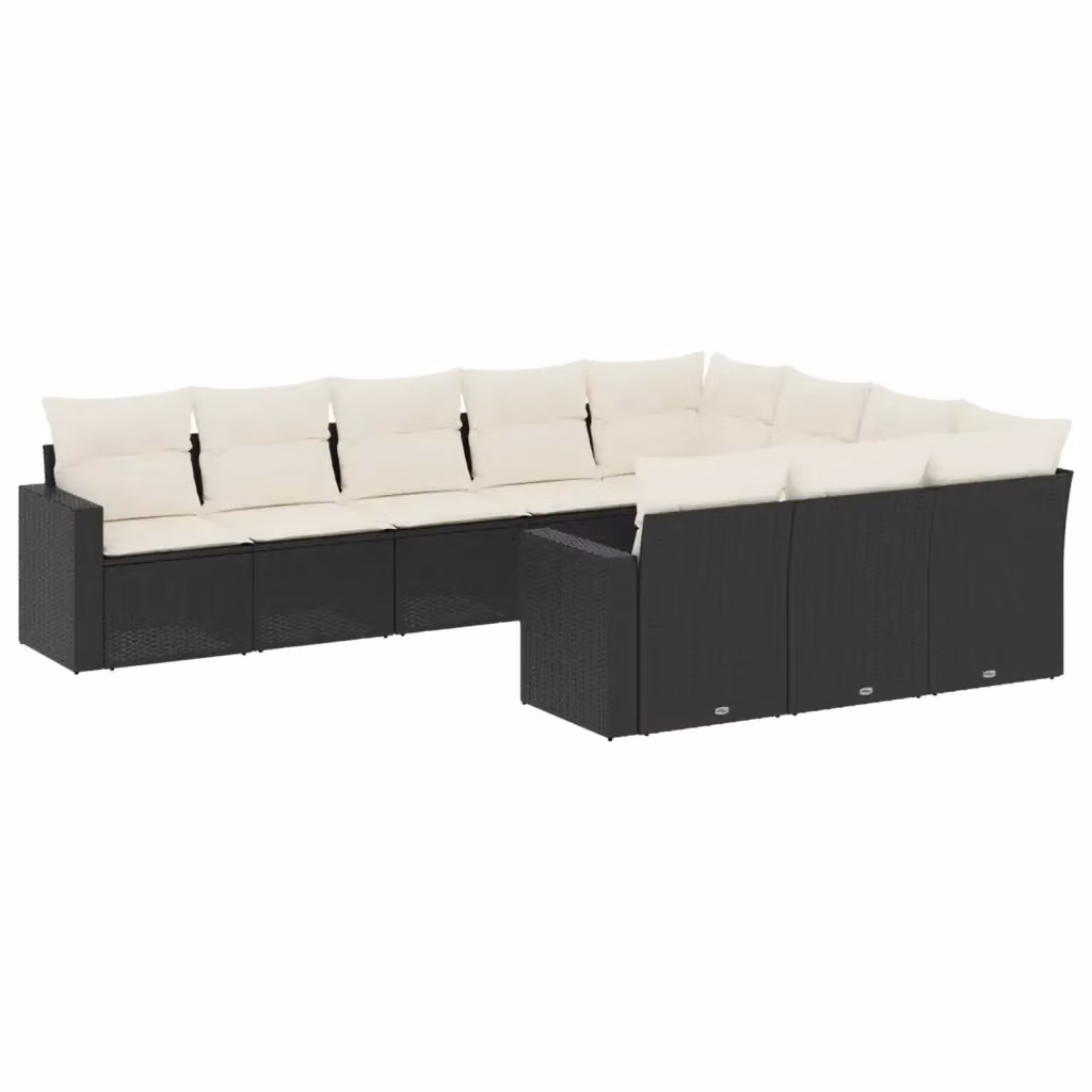 Set di Divani da Giardino a Forma di U vidaXL con Cuscini e Polyrattan Nero – 2