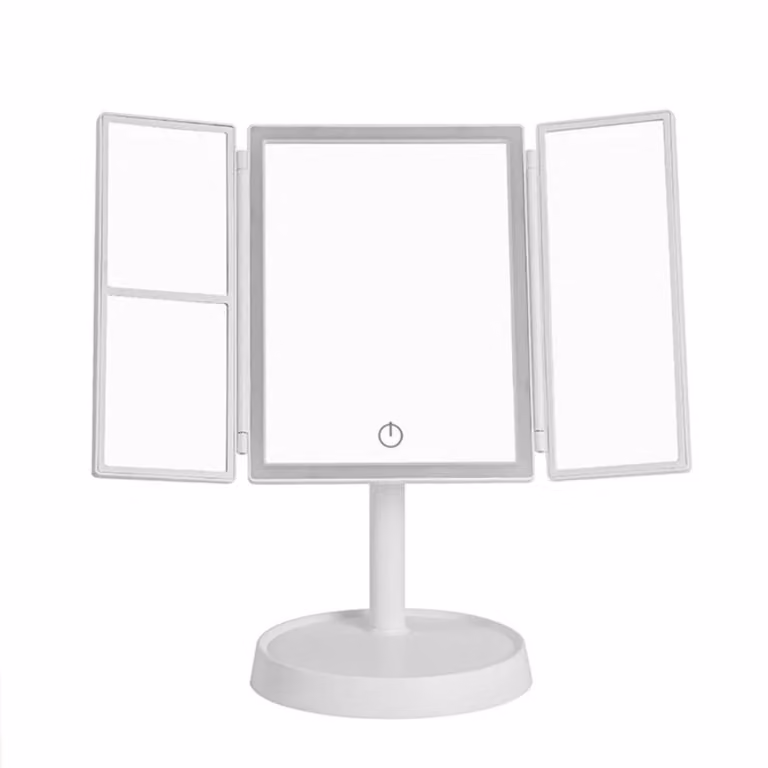 Specchio da trucco LED pieghevole, specchio compatto per il trucco con 3 tonalità di luce