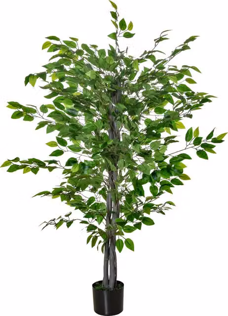 Pianta di Ficus Artificiale HOMCOM Verde con Vaso, Pianta Finta Realistica per Interno ed Esterno, Altezza: 135 cm – 1