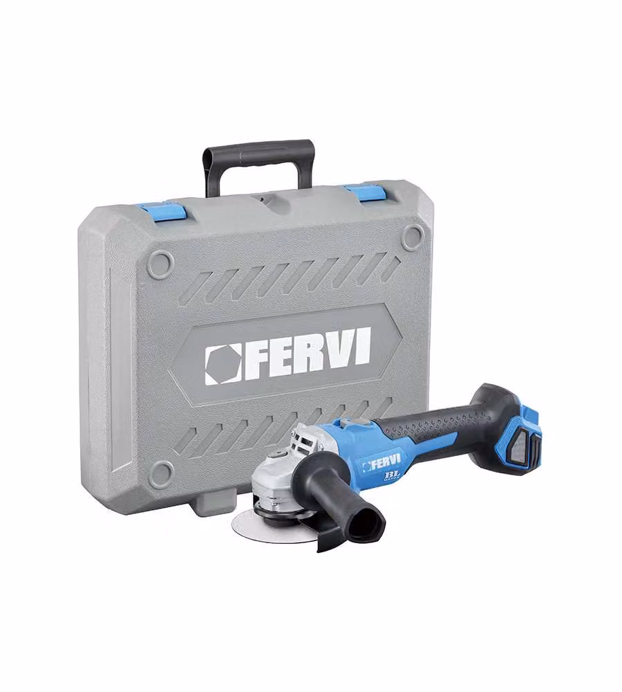 Fervi Smerigliatrice Angolare 125mm 20V Blu 2 Batterie 2Ah Motore Brushless