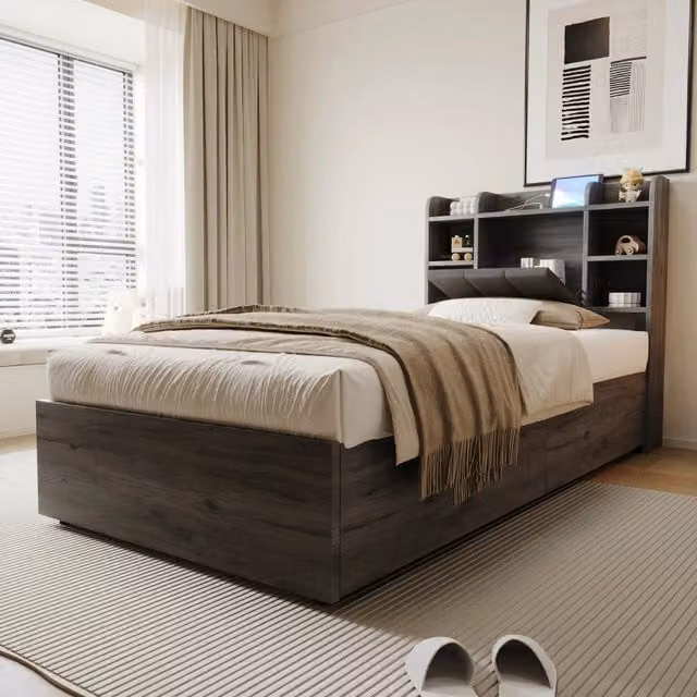 letto in mdf grigio 90 x 200 cm