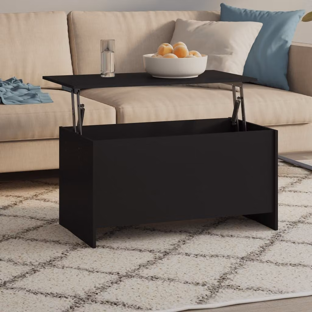 vidaXL Tavolino nero 102x55,5x52,5 cm Materiale a base di legno - Tavolino - Tavoli da caffè - Tavolino regolabile in altezza - Tavolino