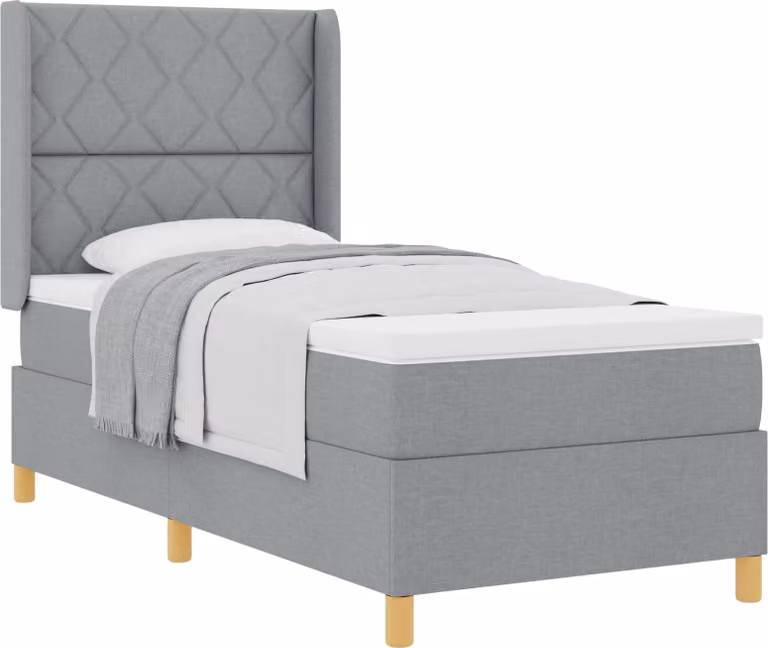 Letto a molle con materasso Grigio chiaro 100 x 200 cm Tessuto