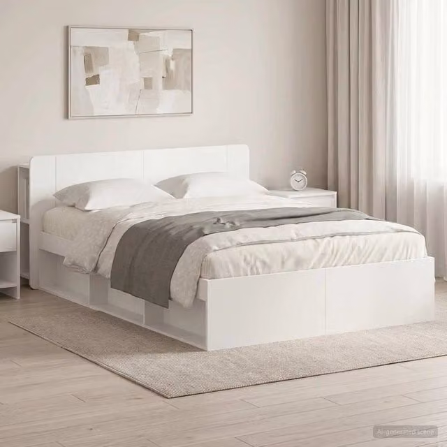 Telaio del letto con storage con testiera Bianco 150 x 200 cm 3433398