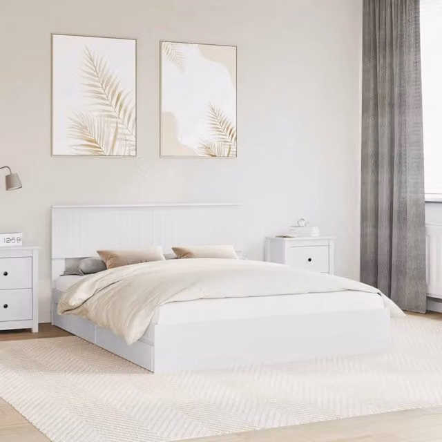 Letto con Contenitore Bianco 160 x 200 cm Legno ingegnerizzato 3410777