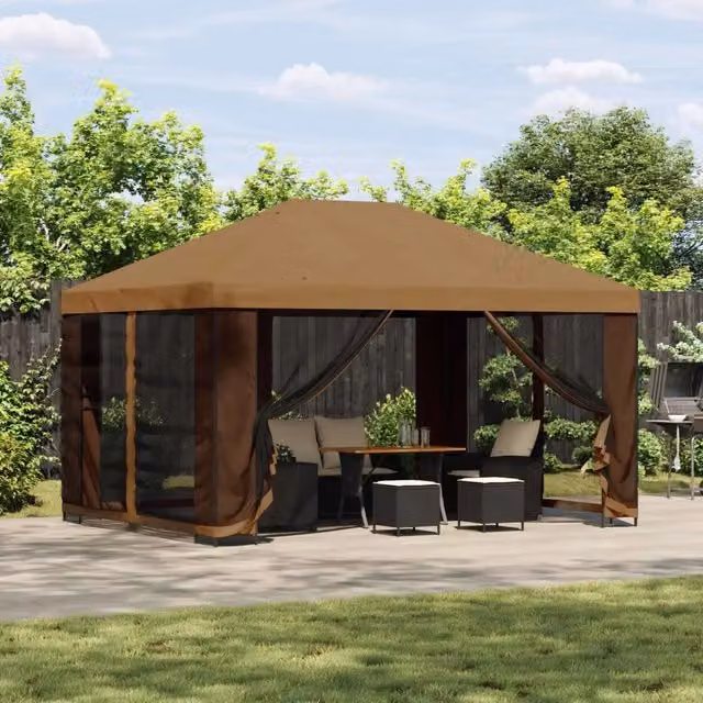 Gazebo 4 × 3 m Beige Poliestere e Acciaio 190 gsm 900373