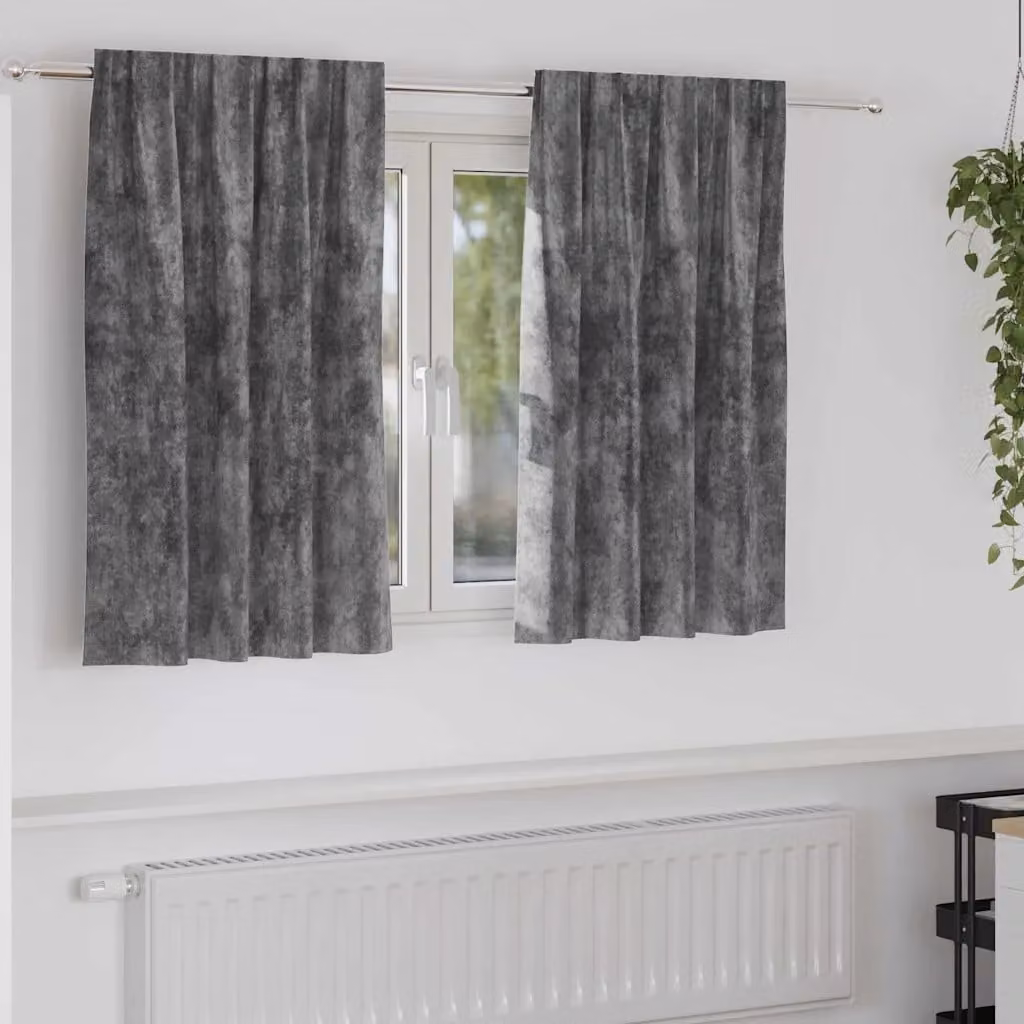 Set di 2 tende in velluto vidaXL grigie, oscuranti e termoisolanti, L 140 cm x H 140 cm