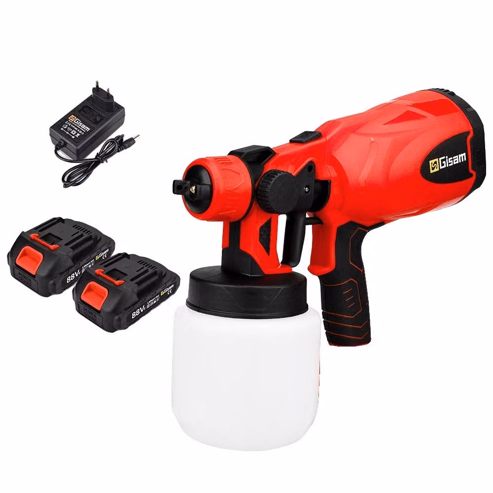 Pistola a spruzzo elettrica, design ad alta pressione, velocità di avvio rapida, batteria piccola rossa (x2)