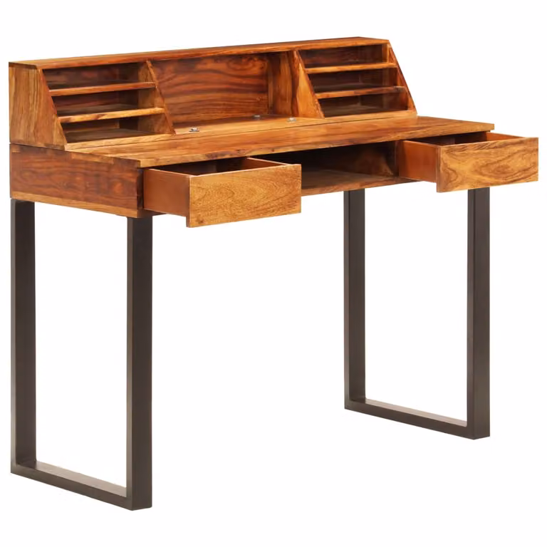 Scrivania 110 x 50 x 94 cm in legno massiccio e acciaio