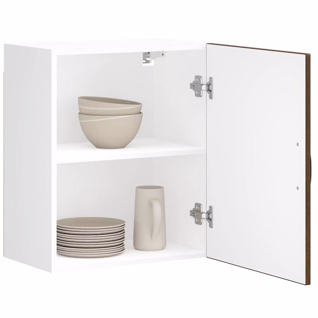 Set di 2 pensili da parete vidaXL Lucca in legno e MDF con ante a battente, colore rovere marrone e bianco, L/P/H: 60 x 31 x 50 cm