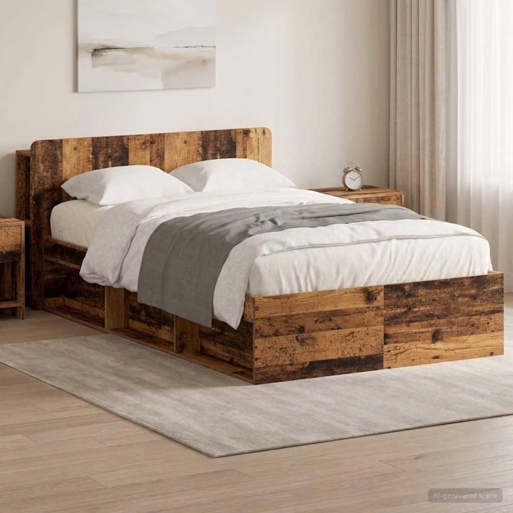 vidaXL Telaio letto con contenitore in legno color marrone L 120 x P 200 cm