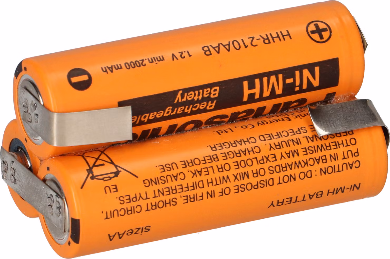 batteria ricaricabile AA Ni-MH HHR210AA da 3,6 V e 2080 mAh, etichetta a saldare