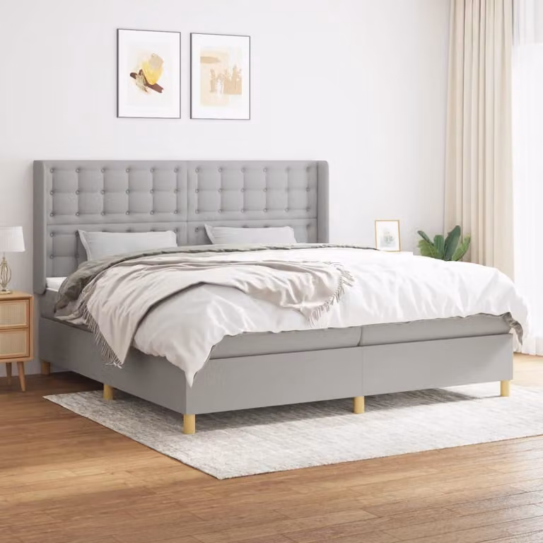 Maison Exclusive - Giroletto a Molle con Materasso Grigio Chiaro 200x200cm Tessuto