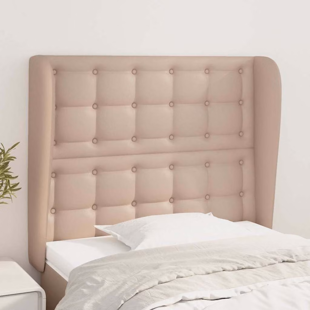 Testiera ad orecchio vidaXL in similpelle color cappuccino, L: 103 cm, P: 23 cm, H: 118-128 cm