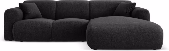 Divano angolare destro Nolio Cosmopolitan Design a 4 posti in ciniglia nero L: 260 cm, P: 130 cm, H: 72 cm