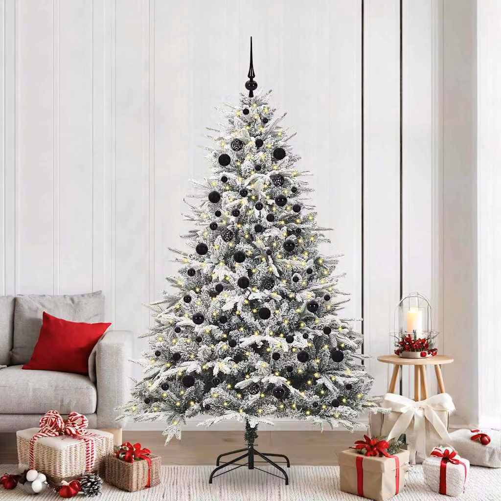 Maison Exclusive - Albero di Natale artificiale illuminato con set di palline verdi